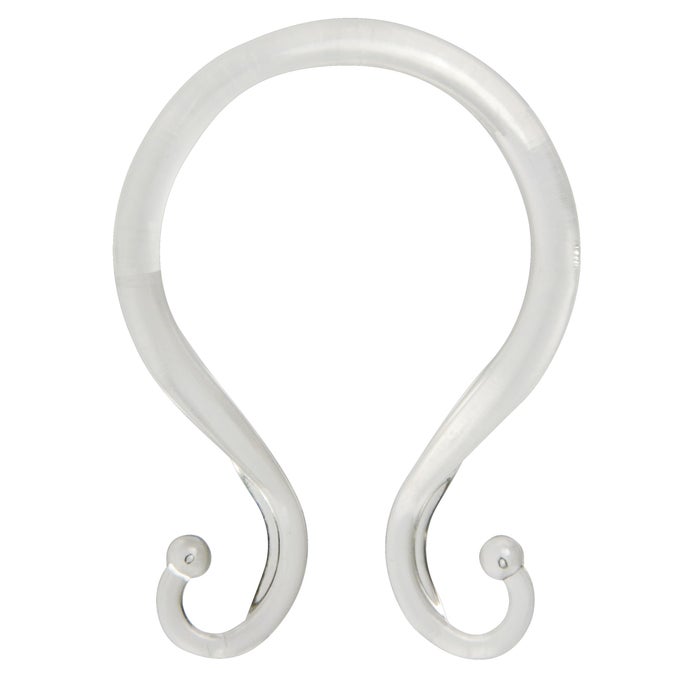 KN61211 RUSTPROOF SMOOTH PLASTIC SHOWER CURTAIN RINGS WITH DOUBLE HANGING HOOKS FOR SHOWER CURTAIN AND STANDARD SHOWER CURTAIN ROD BATHROOM USE EASY TO INSTALL SET OF 12 CLEAR