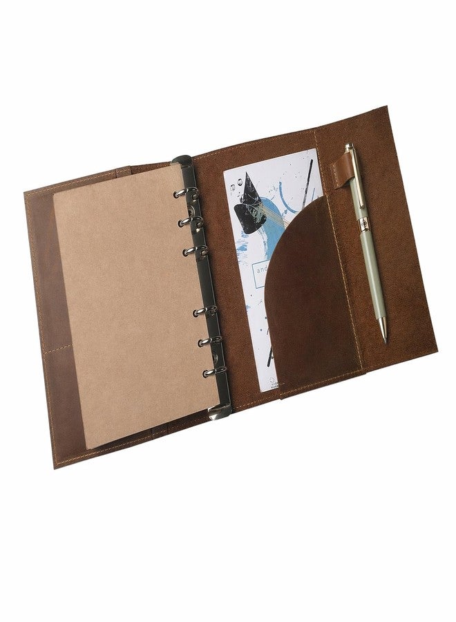 Wanderings A5 Leather Binder Planner - Refillable 6 Ring Journal with Inner Pockets - Hand-Crafted Genuine Leather Organizer- Filofax Compatible. 2026/27 Monthly Weekly Calendar with Notes - 6" x 8.5" - Image 4