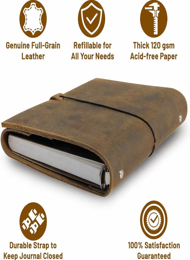 Wanderings A5 Leather Binder Planner - Refillable 6 Ring Journal with Inner Pockets - Hand-Crafted Genuine Leather Organizer- Filofax Compatible. 2026/27 Monthly Weekly Calendar with Notes - 6" x 8.5" - Image 5
