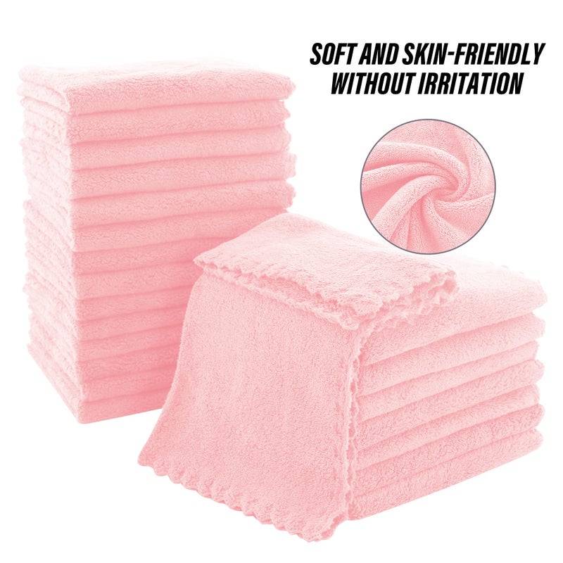 MOONQUEEN Ultra Soft Premium Washcloths Set - 12 x 12 inches - 24 Pack - Quick Drying - Highly Absorbent Coral Velvet Bathroom Wash Clothes - Use as Bath, Spa, Facial, Fingertip Towel (Pink) - Image 4