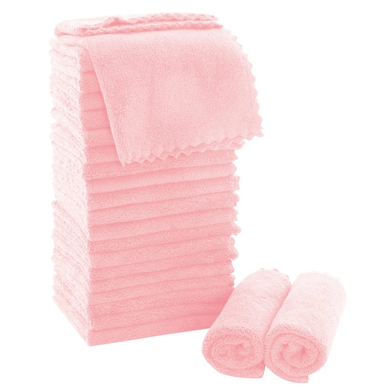 MOONQUEEN Ultra Soft Premium Washcloths Set - 12 x 12 inches - 24 Pack - Quick Drying - Highly Absorbent Coral Velvet Bathroom Wash Clothes - Use as Bath, Spa, Facial, Fingertip Towel (Pink) - Image 1