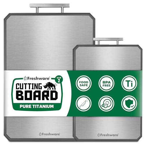 Freshware Titanium Cutting Board for Kitchen Set of 2 Double Sided Cutting Boards Pure TitaniumPP Chopping Board with Juice Grooves Dishwasher Safe Medium 121 by 83 and Large 162 by 11 - Image 1