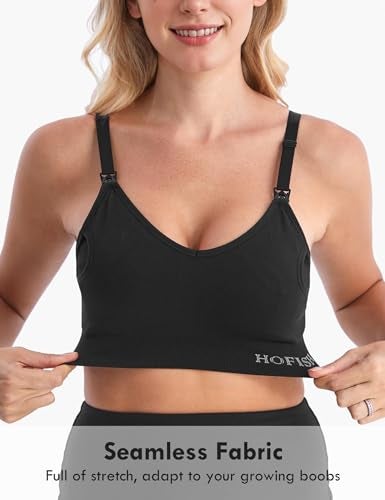 HOFISH Hands Free Pumping Bra, Nursing & Breastfeeding Bra in One,Supportive Breast Pump Bra for All-Day Wear 1Pack Black S - Image 4