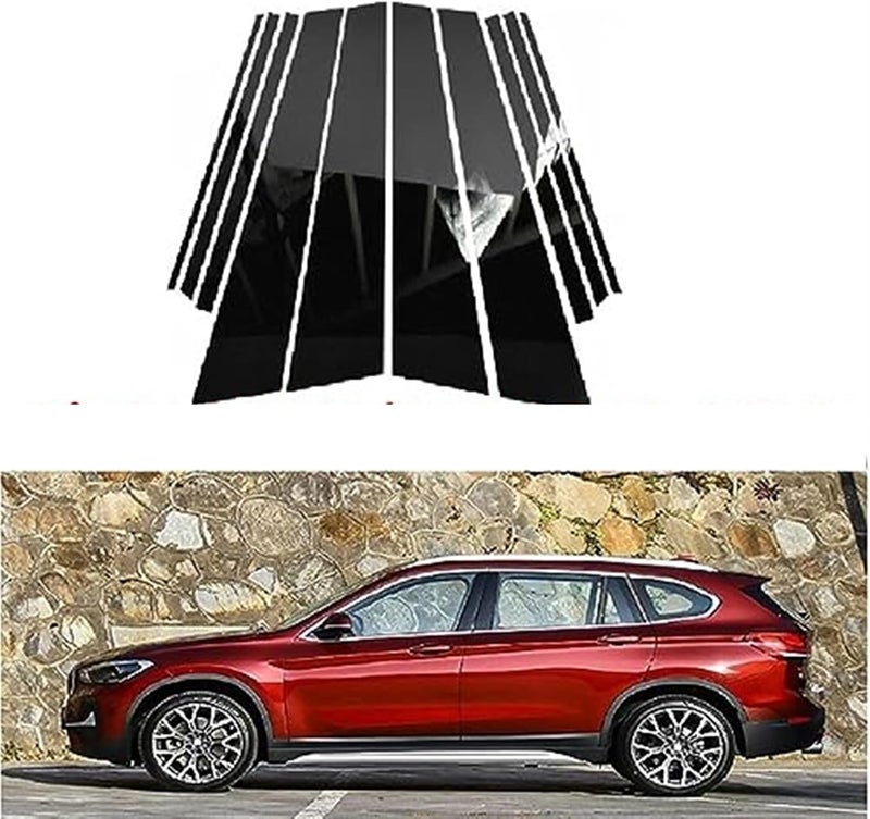 Vuzmode 8 Pcs Glossy Black Window Door Pillar Trim - Image 2