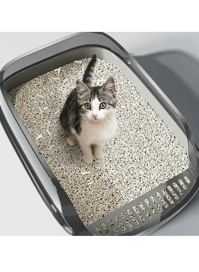Cat Litter Box with  with Scoop and Filter Pedal, Non-Sticky High Side Kitty Litter Box,Semi-Enclosed Open Top Cat Litter Box With Cat Litter Scoop,Cat Sandbox,Semi-enclosed Cat Toilet