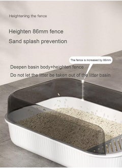 Generic Cat Litter Box with  with Scoop and Filter Pedal, Non-Sticky High Side Kitty Litter Box,Semi-Enclosed Open Top Cat Litter Box With Cat Litter Scoop,Cat Sandbox,Semi-enclosed Cat Toilet  - Image 5
