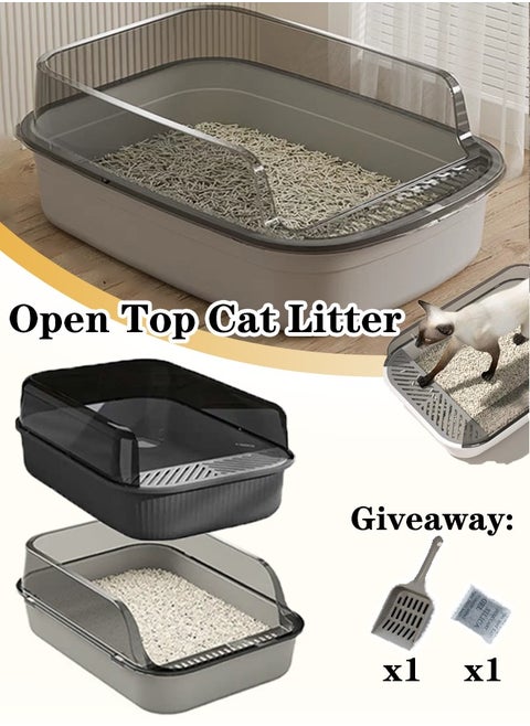 Cat Litter Box with  with Scoop and Filter Pedal, Non-Sticky High Side Kitty Litter Box,Semi-Enclosed Open Top Cat Litter Box With Cat Litter Scoop,Cat Sandbox,Semi-enclosed Cat Toilet