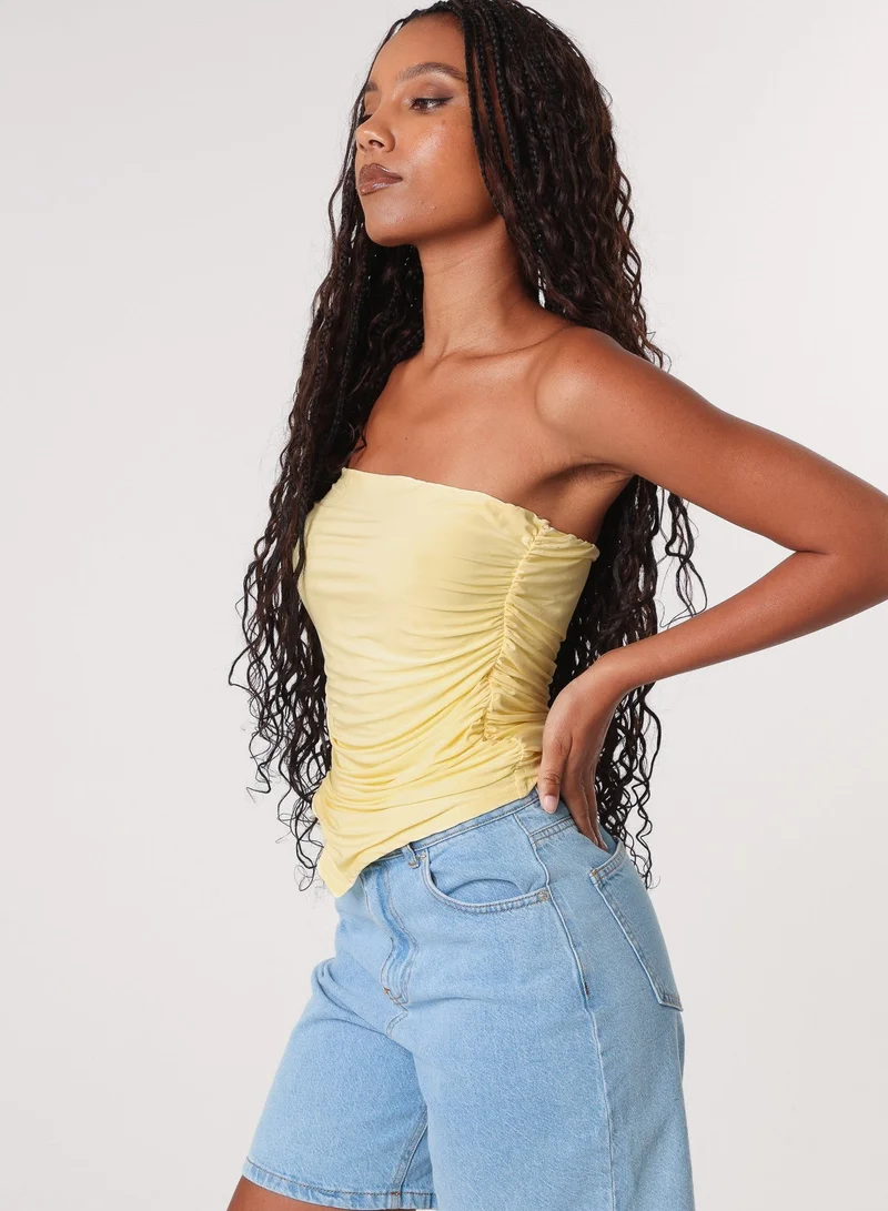 Pink Vanilla  Ruched Slinky Bandeau Top for Women | Best Price UAE