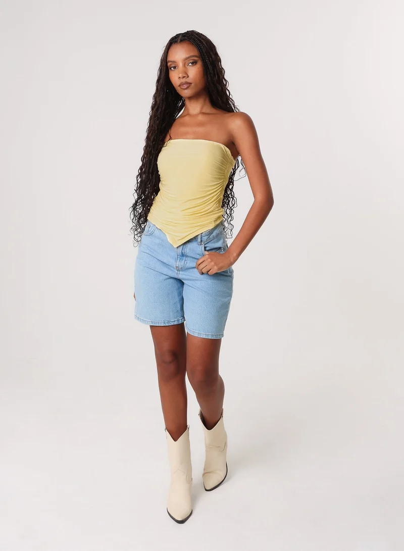 Pink Vanilla  Ruched Slinky Bandeau Top for Women | Best Price UAE