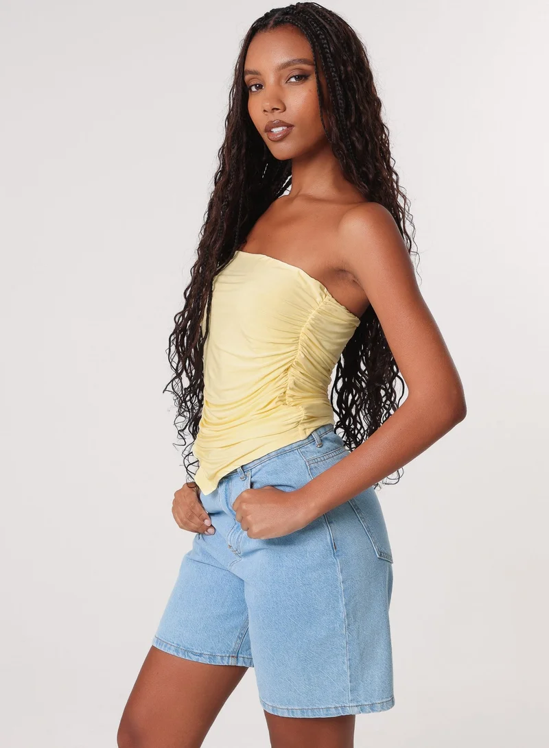 Pink Vanilla Ruched Slinky Bandeau Top