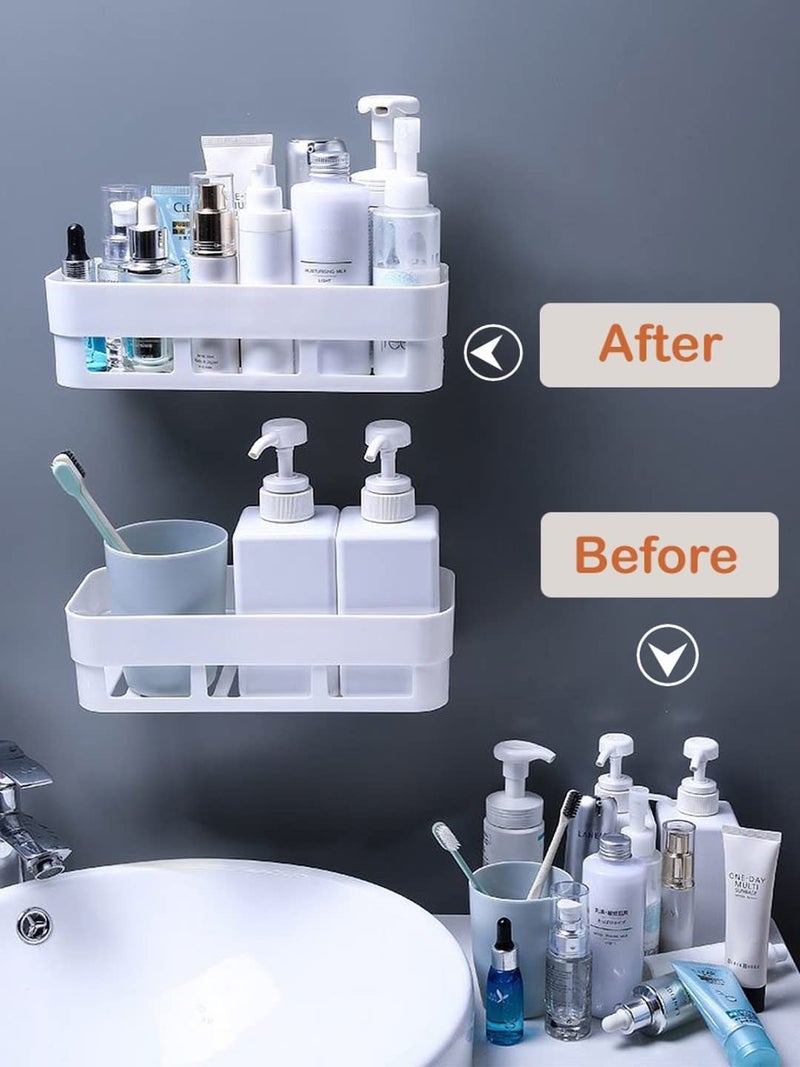 Lumber Multipurpose Wall Mount Bathroom Shelf and Rack for Home and Kitchen SelfAdhesive Sticker Hooks Support Without Drilling Bathroom Organizer4 Bathroom Shelf2 Towel Hanger - Image 2