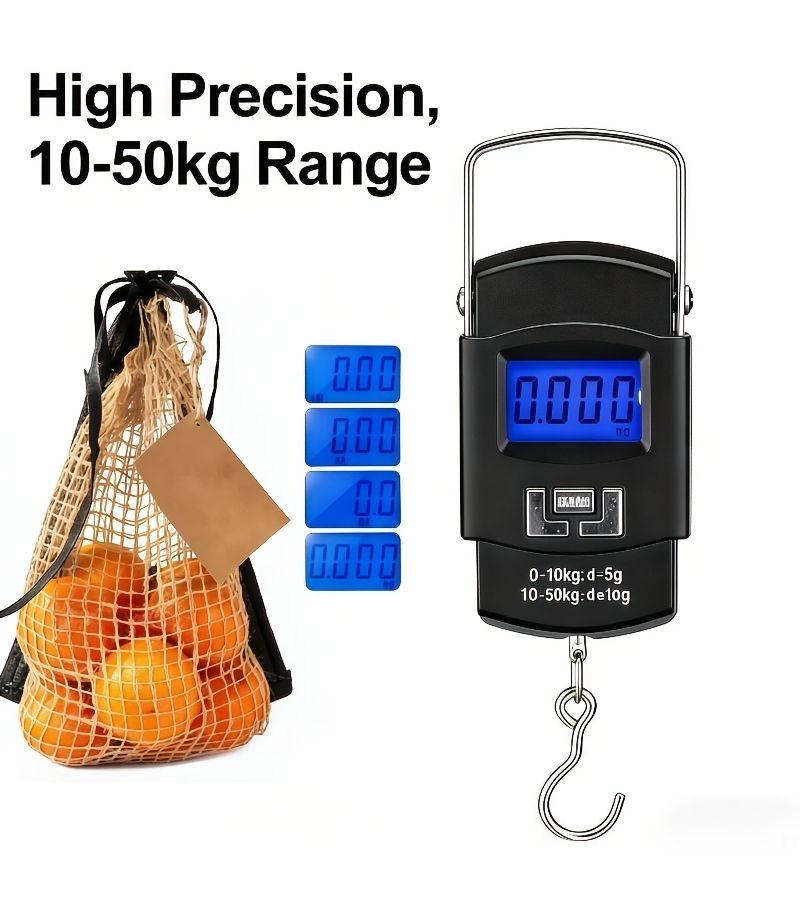 1 Fishing Scale 110 Lbs 50 Kg Handheld Electronic Digital Scale Backlit LCD Screen High Precision Hook Hanging Portable Suitable For Luggage Fishing Tackle Bags Batteries Not Included - Image 1