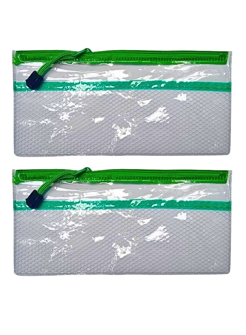 A6 Zipper Pouch Zipper Bags, Waterproof Zipper Pouch, Mesh Zipper Pouch Bags, Plastic Document Pouch, Zipper File Bags for Office Supplies (Pack of 2) - Image 1