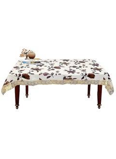 Kuber Industries Kuber Industries Floral Print Exclusive Table Cloth|PVC 4 Seater Center Table cover|Table Sheet For dining, Party, Events|Waterproof Protector|Indoor And Outdoor Use "60x40" (Cream & Brown)  - Image 1