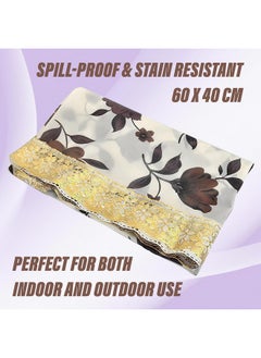 Kuber Industries Kuber Industries Floral Print Exclusive Table Cloth|PVC 4 Seater Center Table cover|Table Sheet For dining, Party, Events|Waterproof Protector|Indoor And Outdoor Use "60x40" (Cream & Brown)  - Image 2