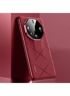 إيروريكس جراب جلدي سادة لهاتف Huawei Mate 60 RS Ultimate PC (أحمر نبيذي) 