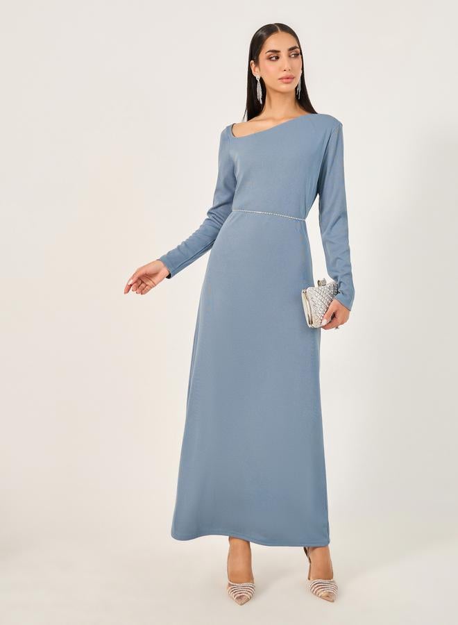 Styli Plain Long Sleeves A-Line Maxi Dress - Image 1