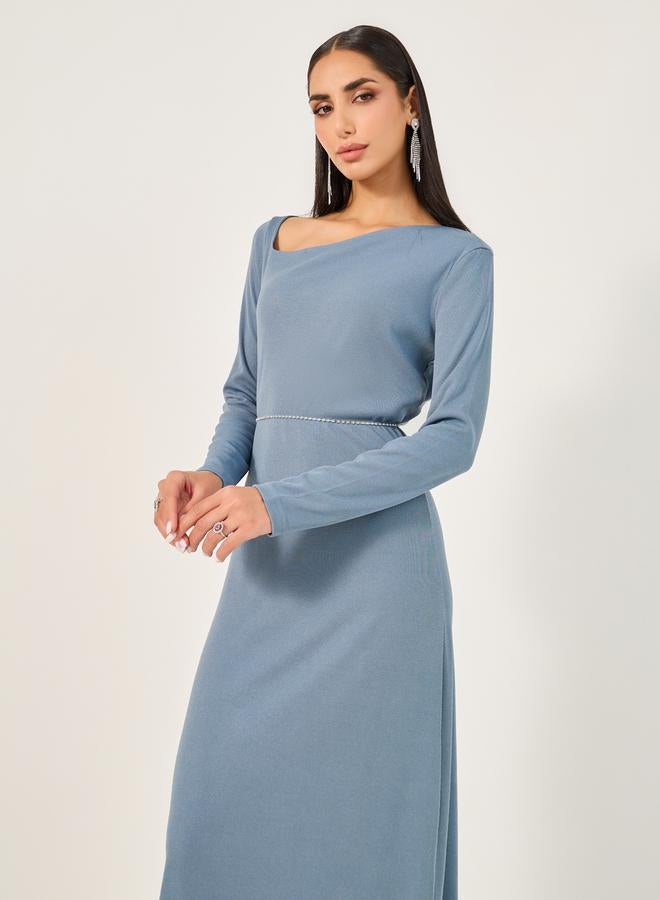 Styli Plain Long Sleeves A-Line Maxi Dress - Image 3