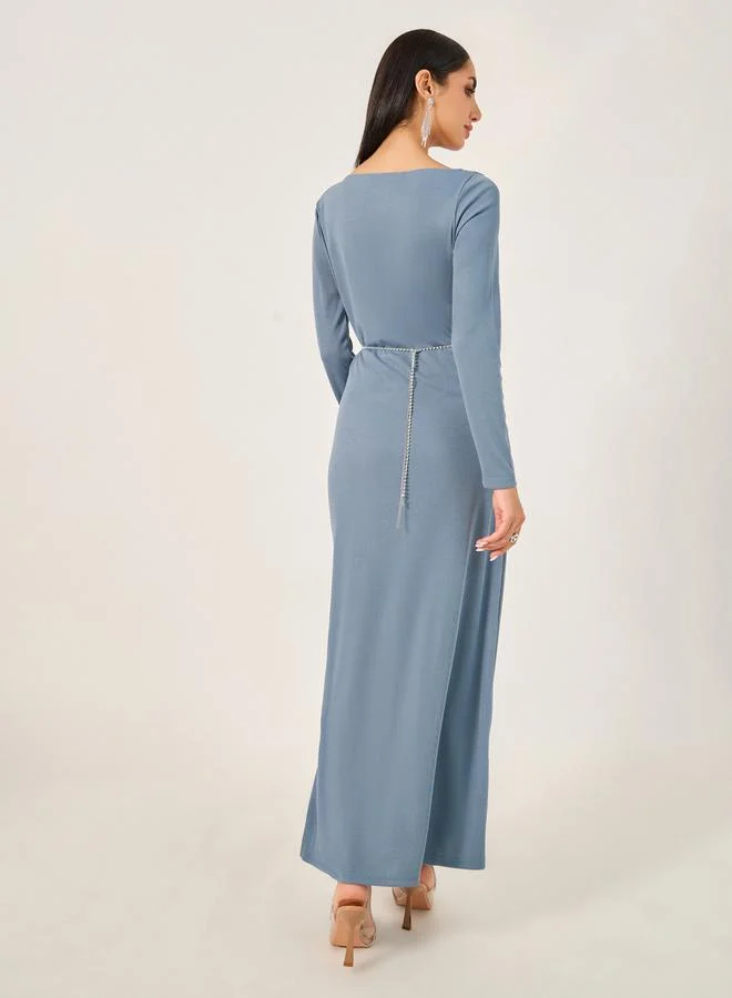 Styli Styli Plain Long Sleeves A-Line Maxi Dress