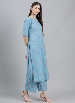 Libas Printed Kurta with Palazzo and Chiffon Solid Dupatta Set by Styli  - Image 3
