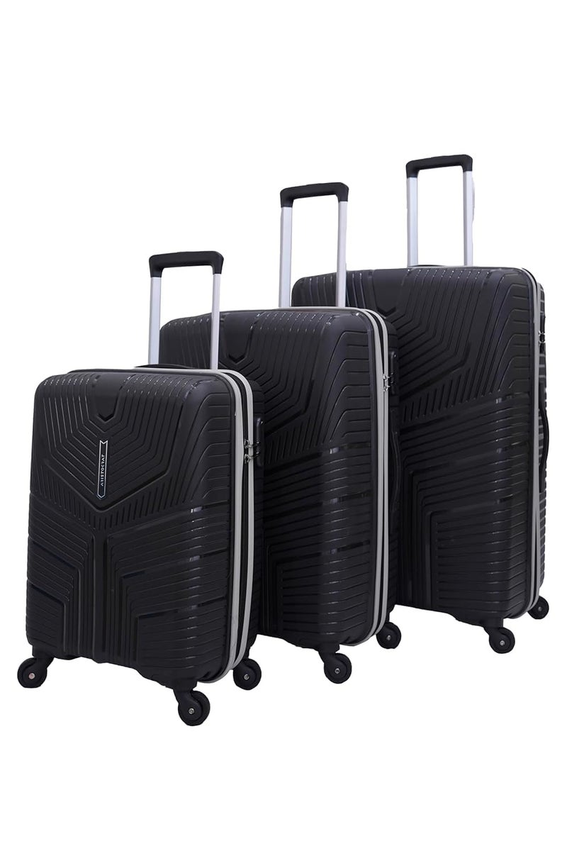 VIP Aristocrat 3 Pc Set Cabin 55 cm (Small),65 cm (Medium),75 cm (Large) 4 Wheels Trolley,Hard Case Lightweight Bag & Combination Lock Suitcase with 7 Years International Warranty (R.Black) - Image 2