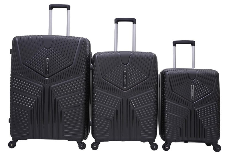 VIP Aristocrat 3 Pc Set Cabin 55 cm (Small),65 cm (Medium),75 cm (Large) 4 Wheels Trolley,Hard Case Lightweight Bag & Combination Lock Suitcase with 7 Years International Warranty (R.Black) - Image 1