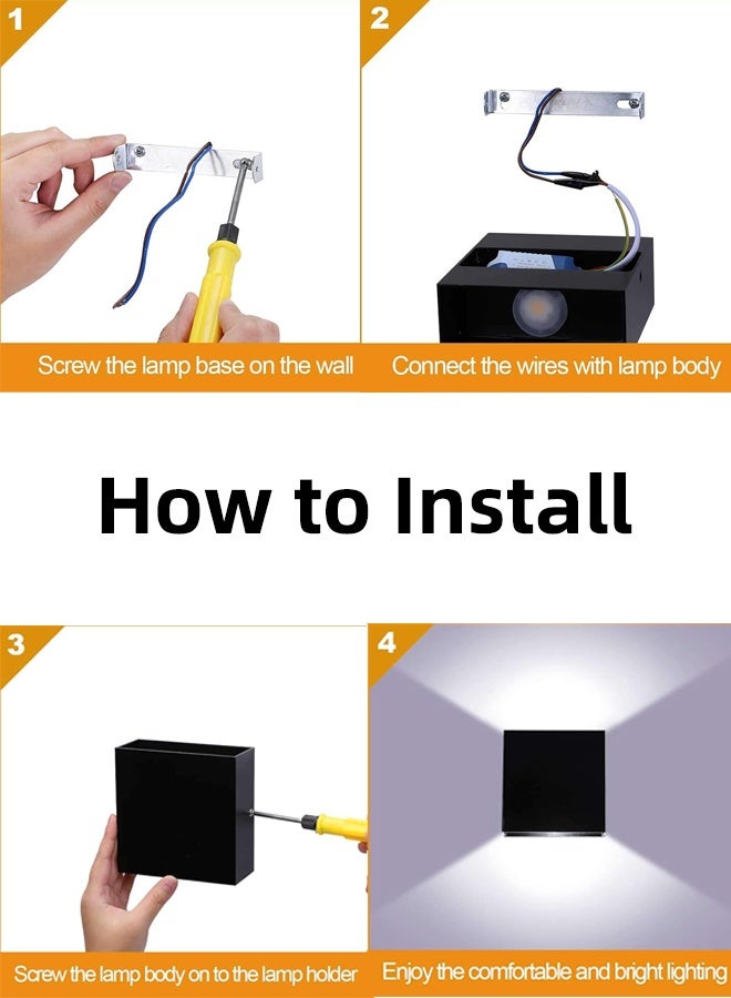 مصباح حائط LED خارجي، مقاوم للماء IP65 مع مصابيح حائط شعاع قابلة للتعديل، داخلي/خارجي، غرفة المعيشة، غرفة النوم، السلالم، الممر، ضوء أبيض دافئ، 5 واط × 2 - Image 3