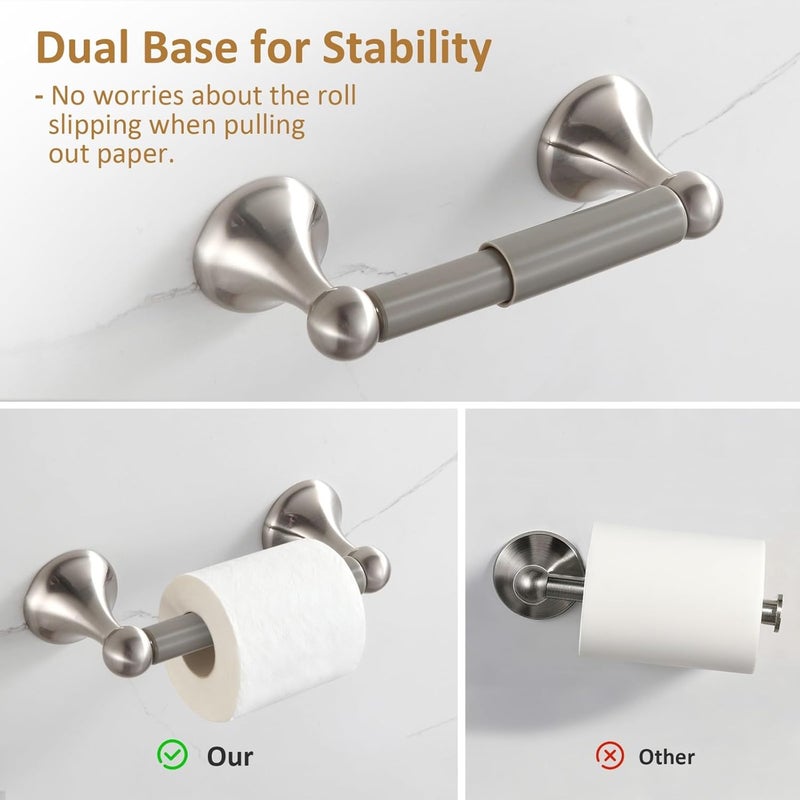 BGL Bathroom Accessories Set, Glossy Stain Nickel Expandable Towel Bar 4-Piece Bathroom Accessory Set Wall Mounted Towel Ring Robe Hook Toilet Paper Holder Towel Holder - Image 5