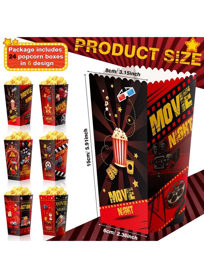 Containlol 24 Pcs Popcorn Boxes Party Favors Snack Treat Box Candy Cookie Container for Movie Cinema Theme Birthday Party Baby Shower Favor Supplies(Classic Style) - Image 2