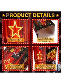 Containlol Containlol 24 Pcs Popcorn Boxes Party Favors Snack Treat Box Candy Cookie Container for Movie Cinema Theme Birthday Party Baby Shower Favor Supplies(Classic Style)  - Image 3