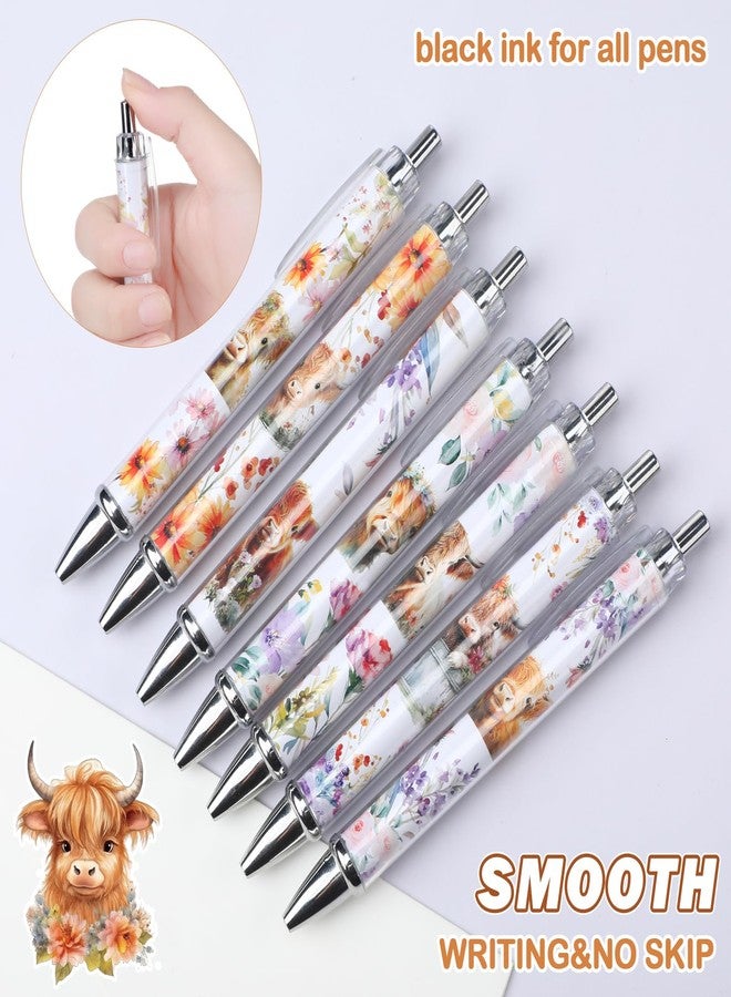 Motipuns 18 Pcs Cute Highland Cow Gifts Set Including 14 Highland Cow Print Pens 2 Sticky Notes 60 Stickers Animal Lover Gift Office Supplies for Student Teacher Employee Staff - Image 3