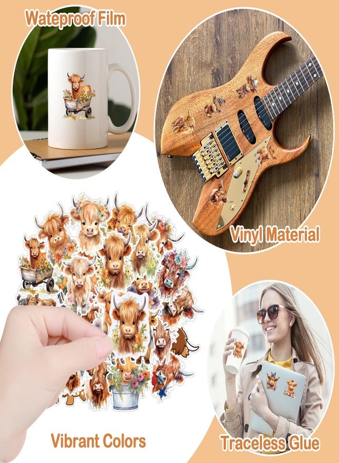 Motipuns 18 Pcs Cute Highland Cow Gifts Set Including 14 Highland Cow Print Pens 2 Sticky Notes 60 Stickers Animal Lover Gift Office Supplies for Student Teacher Employee Staff - Image 5