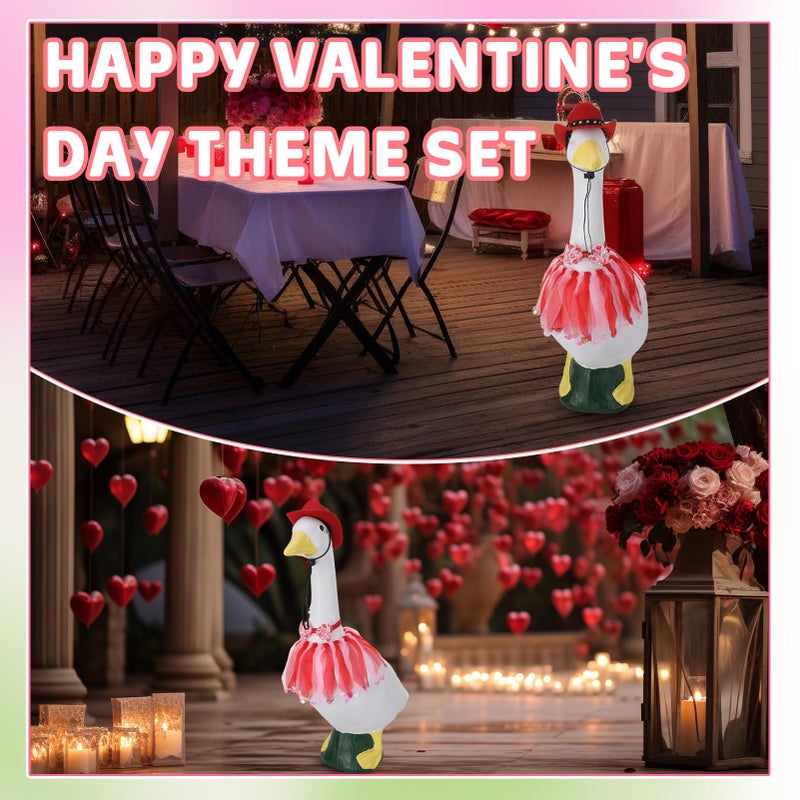 ZhouBoat 3 Set Valentine's Day Goose Outfit 23"/17" Cement Goose Clothes Costume for Porch Garden Yard Decor St. Patrick Easter Patio Yard Lawn - Image 5