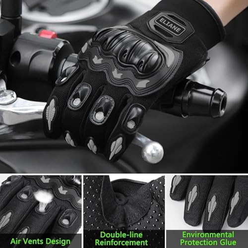 Eliane RG3 Full Finger Bike Riding Gloves with Touch Screen Protective Knuckle Breathable Washable Suede Padding Tactical Hand Protection for Off Road Motorbike Racing Cycling Motorcycle Glove (L) - Image 4
