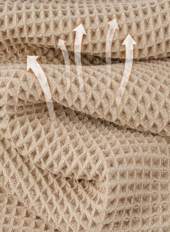 MICROFI Microfiber Waffle Hand Towels, 4 Pieces, Soft, Absorbent, Fast Drying, Lint Free (Beige) - Image 2