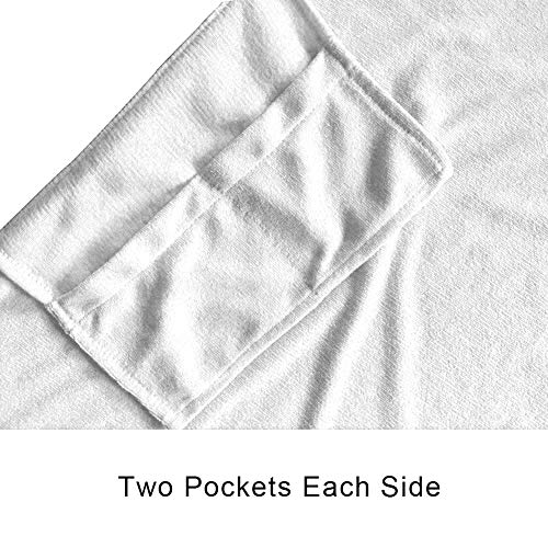 VOCOOL Chaise Lounge Pool Chair Cover Beach Towel Fitted Elastic Pocket Won't Slide 85" L x 30" W-White - Image 2