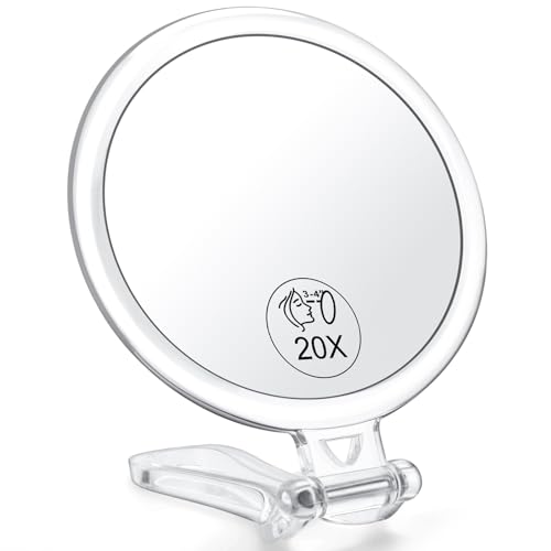 AMISCE 20x Magnifying Mirror, Travel Handheld Mirror - 2-Sided with 1X 20X Magnification Adjustable Handle, Portable, Small, Girl Women Mother's Gift - Image 1