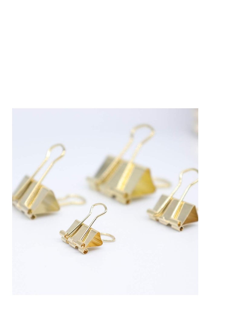 Flamingo Binder Clip Paper Clamps, Assorted Sizes (Mini, Small, Medium, Large), 100 Pcs Clips for Office School Supplies (Gold) - Image 3