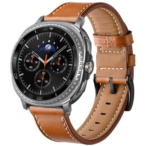 Olytop Galaxy Watch 8 Classic Band 46mm, Bands for Samsung Galaxy Watch8 40mm/44m (2025), Business Leather Wristband Replacement Strap for Men Women, Light Brown - Image 2