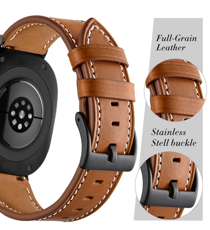 Olytop Galaxy Watch 8 Classic Band 46mm, Bands for Samsung Galaxy Watch8 40mm/44m (2025), Business Leather Wristband Replacement Strap for Men Women, Light Brown - Image 3
