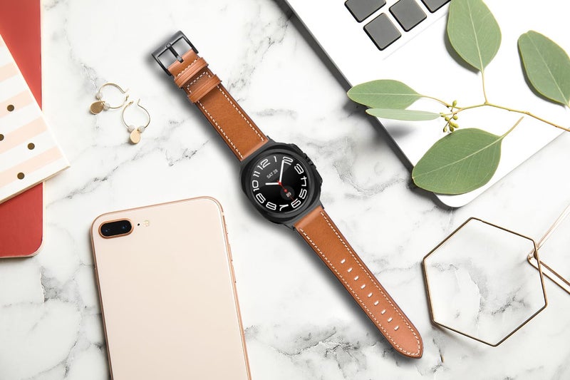 Olytop Galaxy Watch 8 Classic Band 46mm, Bands for Samsung Galaxy Watch8 40mm/44m (2025), Business Leather Wristband Replacement Strap for Men Women, Light Brown - Image 5