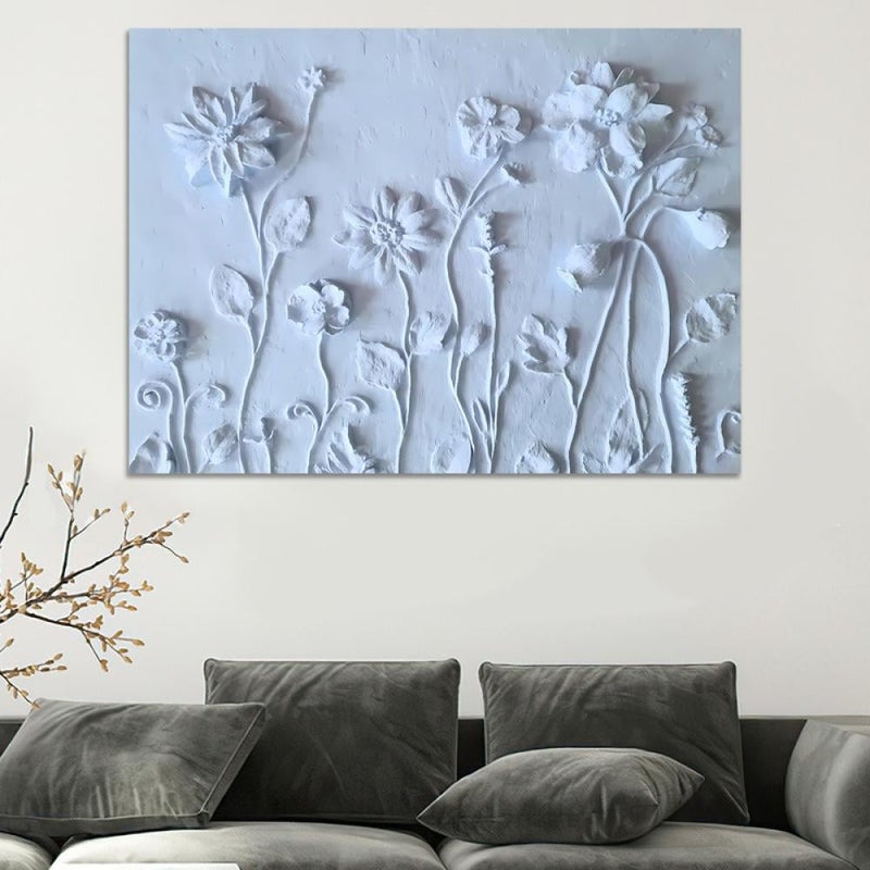 ماركتنا لوحة جداربة قماشية مطبوعة بتصميم اللوحة الجبسية مع برواز مجوف مقاس (60×40) قطعة واحدة - Image 2