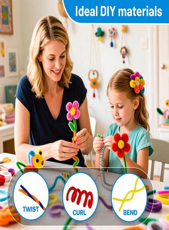 RAINFLOW Pipe Cleaners Craft Supplies - 200 PCS Chenille Stems Fuzzy Craft Wire for Handicrafts Twisting Stick DIY for Craft Bouquets Animals Halloween Christmas Easter Birthday (Blue) - Image 5