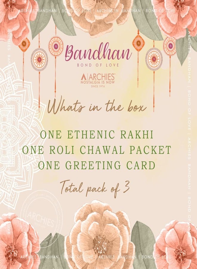 ARCHIES Rakhi Collection For Rakshabandhan | Rakhi For Brother | Rakhi for Bhaiya and Bhabhi | Rakhi Combo Gift Hamper (BUBBLY-TRADITIONAL STYLE RAKHI COMBO) - Image 3