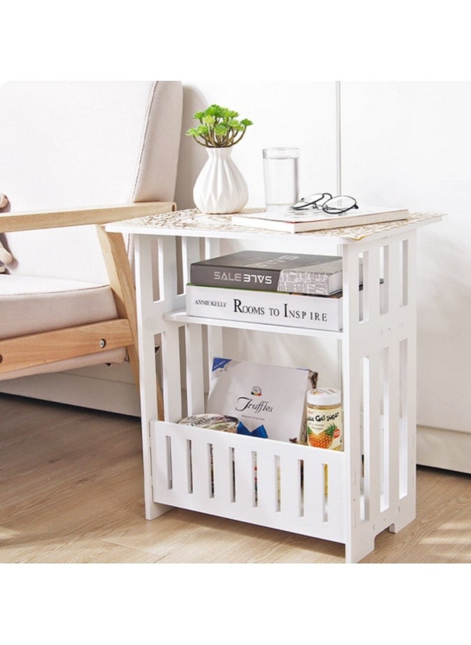 LINGWEI Side Table End Table with Storage Basket Wooden Side Table For Bedroom Living Room Night Stand Bookcash Coffee Table Mobile Snack Table For Home  - Image 1