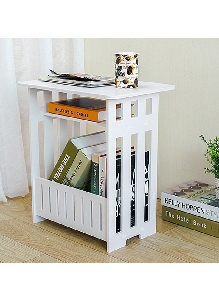 LINGWEI Side Table End Table with Storage Basket Wooden Side Table For Bedroom Living Room Night Stand Bookcash Coffee Table Mobile Snack Table For Home  - Image 2