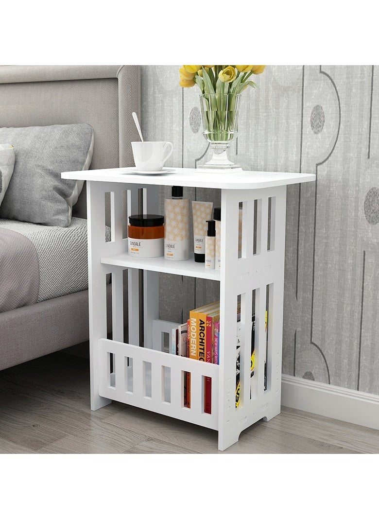 LINGWEI Side Table End Table with Storage Basket Wooden Side Table For Bedroom Living Room Night Stand Bookcash Coffee Table Mobile Snack Table For Home  - Image 3