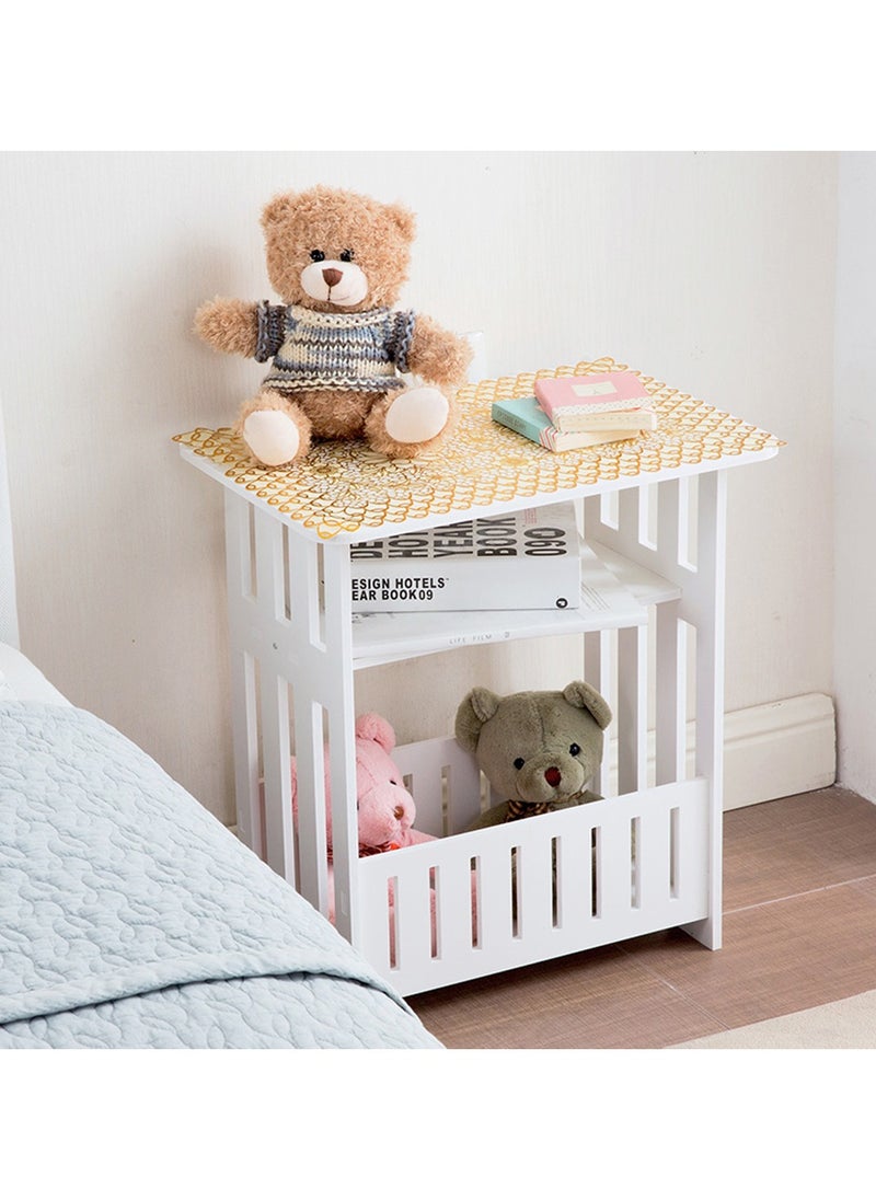 LINGWEI Side Table End Table with Storage Basket Wooden Side Table For Bedroom Living Room Night Stand Bookcash Coffee Table Mobile Snack Table For Home  - Image 4