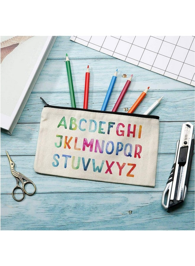 Lify DIY Craft Blank Bag Canvas Makeup Pencil Pouch with Zipper- Multipurpose Pen Pencil Case Cotton Canvas Cosmetic Bag Travel Cosmetic Bag, Stylish and Durable Pouch with Zipper -12 Piece Pack - Image 3