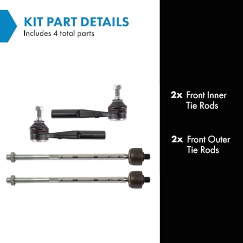 TRQ مجموعة قضبان التوجيه الداخلية والخارجية الأمامية TRQ متوافقة مع فيات 500X 2016-2020 وجيب رينيغيد 2015-2018 - Image 2